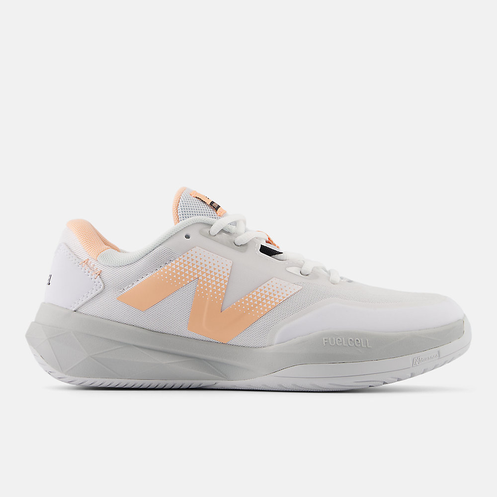 New Balance FuelCell 796v4 Padel Shoes White with Guava Ice and Brighton Grey